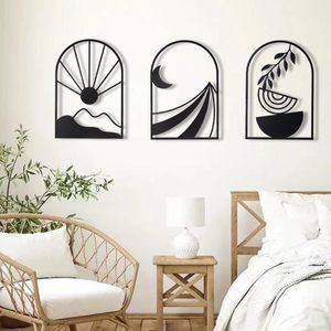 Boho Metal Wall Decor - 3 Black Arch Wall Art (14in)😝
